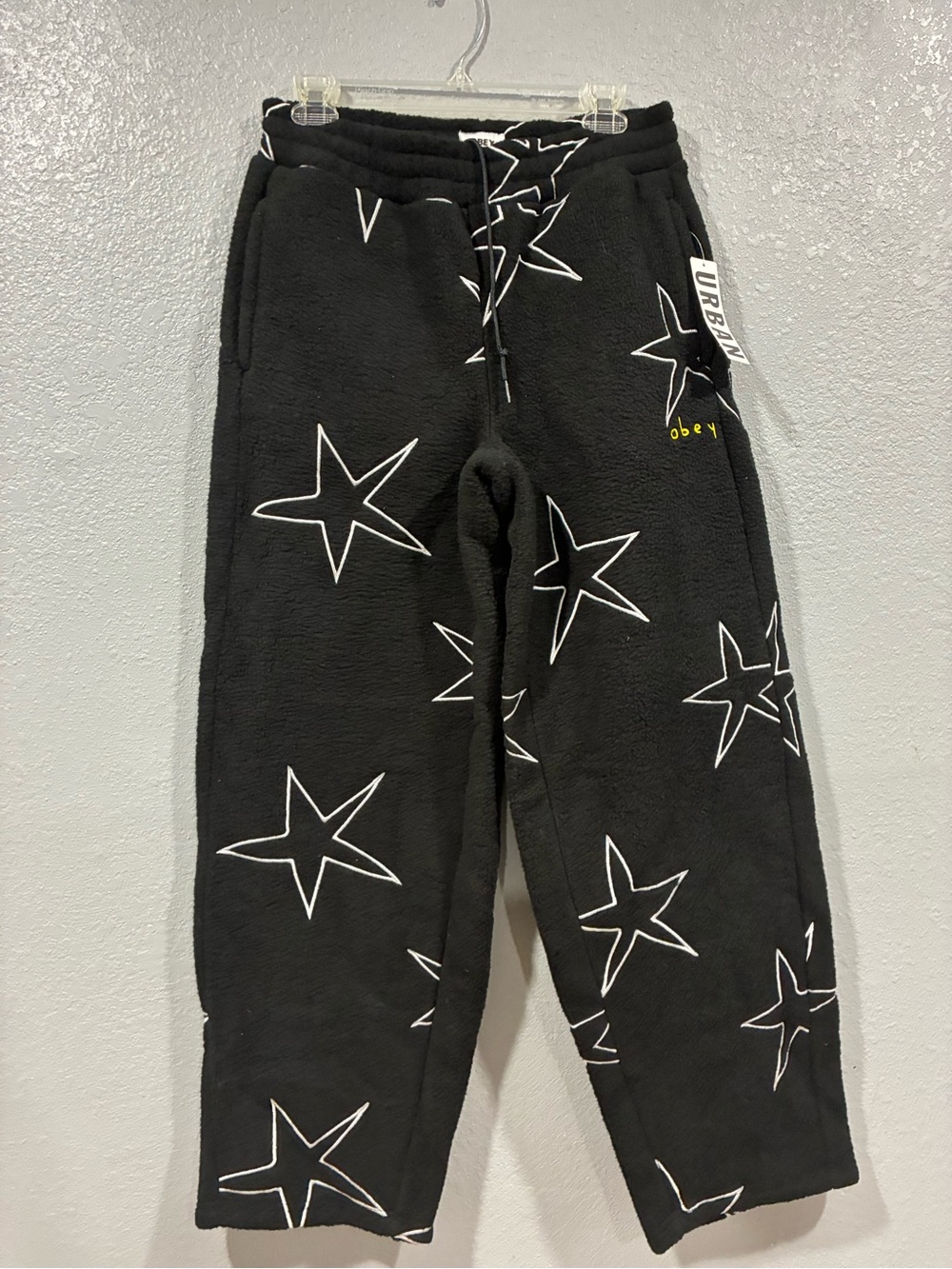 Urban Outfitters Black Wide-Leg Pants with White Star Print